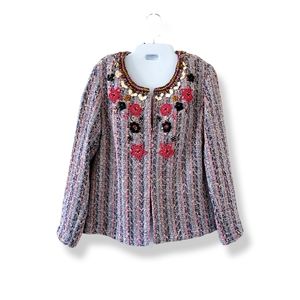 Summer of Love | Anthro | Multicolor Suzy Embellished Boho Tweed Jacket